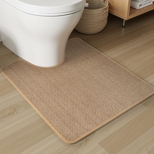PADOOR Braided Toilet Rugs U Shaped, Non Slip Toilet Mats for Bathroom Floor Machine Washable Super Absorbent Contour Bath Rugs for Toilet Mat Quick Dry U Shaped Toilet Rug, 20''x24'' Beige - color: Beige, size: 20''x24'' U-Shaped