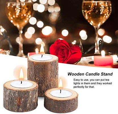 Yikko Wooden Tea Light Candle Holders, Personalized Wooden Votive Tealight Holder for Wedding Centerpieces for Table, Wedding |Birthday Party |Valentine's Day |Home Decoration - Set of 6 - size: Set of 6 (0.98", 1.65", 2.75")