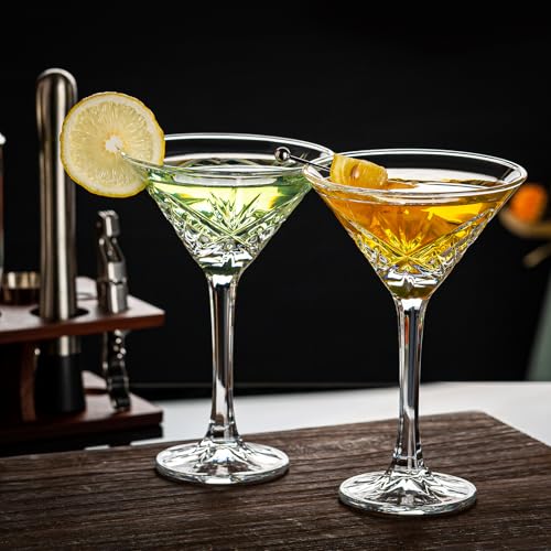 Vintage Martini Glasses, Set of 4 Crystal Coupe Glasses, 4oz Stemmed Cocktail Glasses, Margarita Cups, Champagne Glasses for Espresso Martini, Manhattan as Bar Glassware, Gifts - style: Art Deco