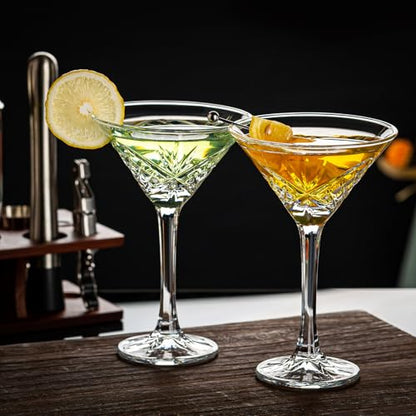 Vintage Martini Glasses, Set of 4 Crystal Coupe Glasses, 4oz Stemmed Cocktail Glasses, Margarita Cups, Champagne Glasses for Espresso Martini, Manhattan as Bar Glassware, Gifts - style: Art Deco