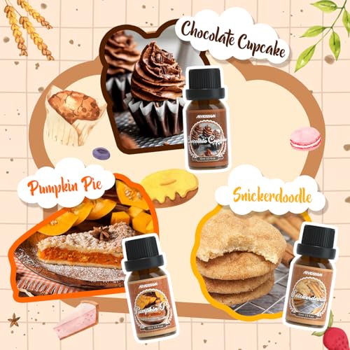 ARVIDSSON Bakery Essential Oils Set, Natural Fragrance Oil for Diffuser, Candle Making - Pumpkin Pie, Snickerdoodle, Gingerbread, Coffee Cake, Creamy Vanilla, Chocolate Cupcake - color: Beige