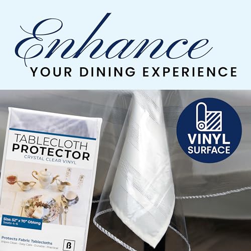 Broder Heavy Duty Clear Plastic Table Cover Protector Rectangle 52x70 – Waterproof, Oil Proof, Wipeable Vinyl Tablecloth Protector, Thick PVC, for Dining Room, Kitchen, Desk, Office, Everyday Use - size: 70" x 52" (Rectangular)