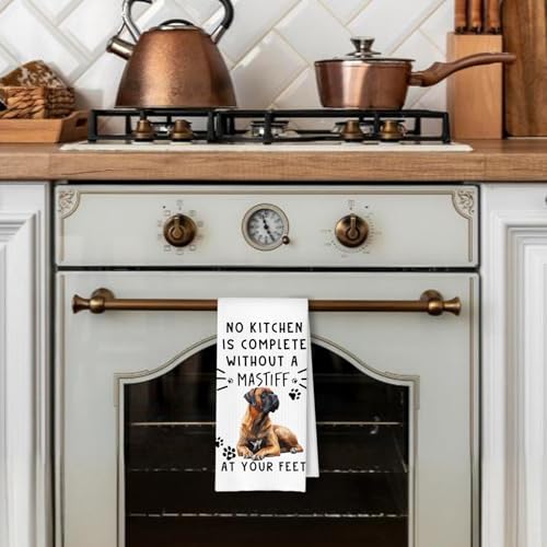 Mastiff Funny Dog Kitchen Dish Towels - Mastiff Waffle Weave Hand Towels,A Kitchen is Not Complete Without A MastiffHand Towel for Home Bathroom,Dog Lovers Gift,16×24 Inch - color: Mastiff at Your Feet