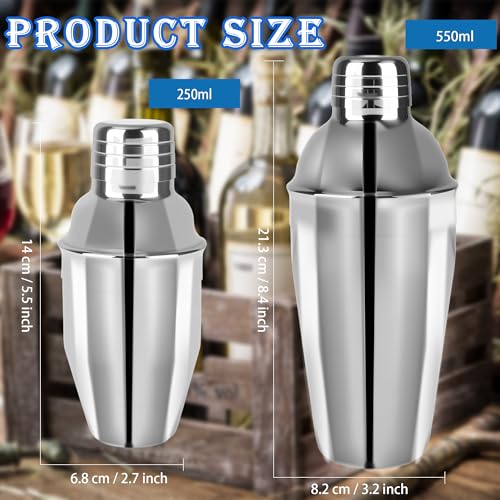 10 Pcs Bar Cocktail Shaker Professional Stainless Steel Cocktail Mixer Built-in Strainer for Home Bar Party Drink Mixing Tool (8 oz/ 18.6 oz) - size: 8 oz/ 18.6 oz