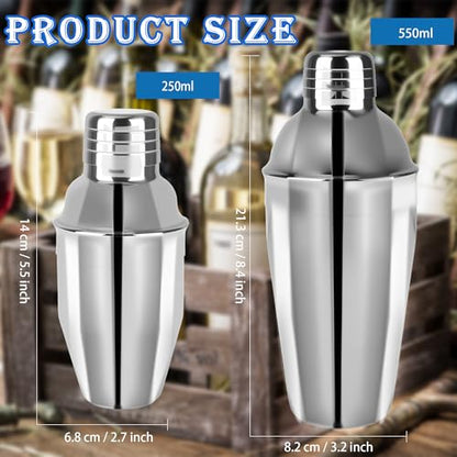 10 Pcs Bar Cocktail Shaker Professional Stainless Steel Cocktail Mixer Built-in Strainer for Home Bar Party Drink Mixing Tool (8 oz/ 18.6 oz) - size: 8 oz/ 18.6 oz