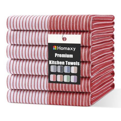 Homaxy Premium 100% Cotton Kitchen Towels 18"x28", 6 Pack, Red | Large Kitchen Hand Towels, Soft and Absorbent Tea Towel, Dish Towels with Hanging Loops - color: Red, size: 18 x 28 - 6 Pack