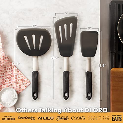 DI ORO - Chef Series FLEX Silicone Spatula 600ºF Heat-Resistant Flexible Silicone Rubber Turner Spatulas (3-Piece Set) - size: 3-Piece Set (Standard, Round, and Angled Turner)