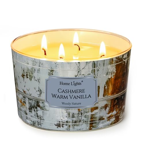 HomeLights Scented Candles for Women & Men, 18oz Candle Jars Aromatherapy 4-Wick Candle, Ideal for Industrial Chic Home Decor and Gifts, Cashmere Warm Vanilla - color: Cashmere Warm Vanilla, size: 18oz 4-wick