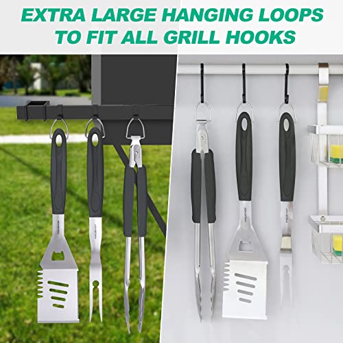 HAUSHOF Large Grill Accessories Heavy Duty BBQ Set Gifts for Men/Women - Premium Stainless Steel Spatula, Fork & Tongs, Barbecue Utensils Tool Kit Gift for Grilling Lover Outdoor - style: Original