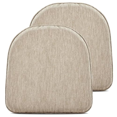 baibu Set of 2 Memory Foam Dual-Layer Design Metal Dining Chair Pads Bar Stool Cushion with Ties for Metal Chairs or Bar Stools - 2 Cushions Only (Beige, 14" (35cm) 2PC) - color: Beige, size: 14x14x1.5 Inch (Pack of 2)