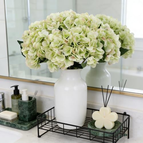 Kimura's Cabin 6pcs Hydrangea Artificial Flowers Fake Hydrangeas,Lime Green | Silk Hydrangea with Stems Faux Flower,Wedding Party Bouquets Arrangements Home Table Centerpieces Decoration Vase Filler - color: Lime Green