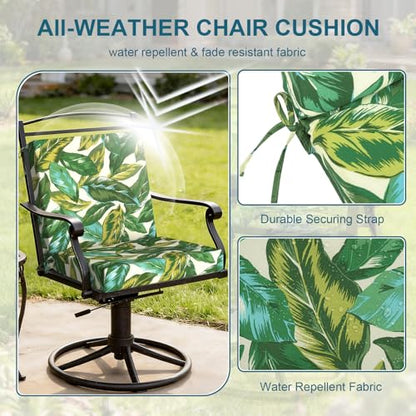 DYTXIII Outdoor Midback Chair Cushions Set of 2-20"x17" Water Repellent & Fade-Resistant Patio Seat Cushions with High-Resiliency Foam, Non-Slip Ties for Dining, Balcony Furniture-Lush Leaf Jungle - color: Lush Leaf Jungle