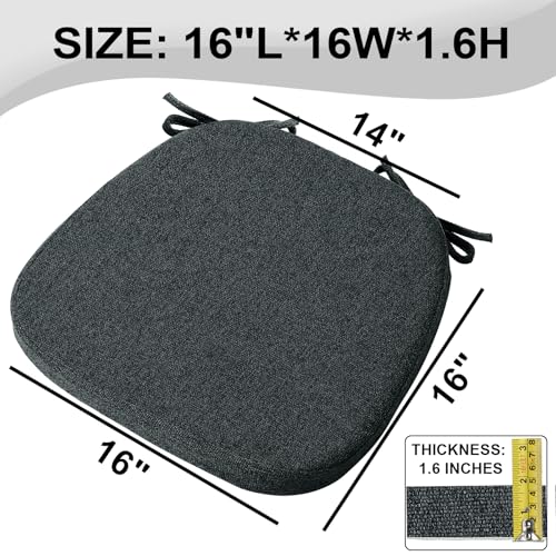 SINOSSO 1 Pack Memory Foam Chair Cushions for Dining Chair, Friendly Woven Fabric 16" U-Shape Comfortable Kitchen Chair Pad, Removable Slip Resistant Seat Cushion (1 Piece, Black) - color: Black