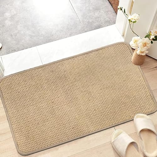 Front Door Mat 20x32 Inch，Boho Jute Door Mat Outside Entrance,Non Slip Rubber Backing Kitchen Rugs Doormat,Washable Front Door Rugs,Dirt Trapper Natural Fiber Entry Mats for Patio - color: Flower5, size: 1'8" x 2'8" (Square)