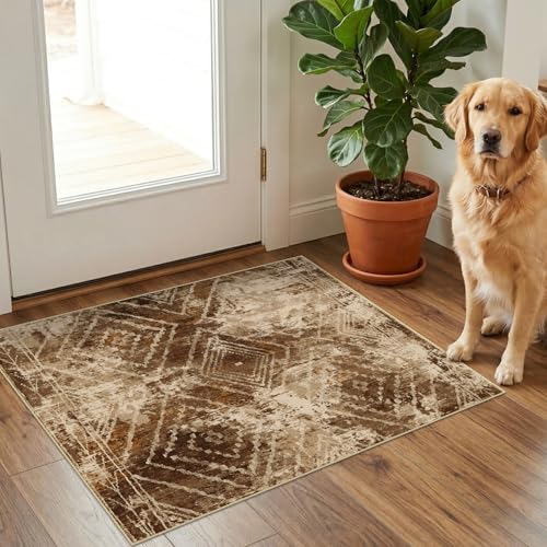 2'x3' Washable Samll Rug for Living Room doormatCow Print | Soft Western No Slip Low Pile Print Foldable Indoor Small Rug for Kitchen entrance entryway doormat - color: Abstract/Cowhide, size: 2' x 3' (Rectangular)
