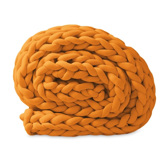 Chunky Knit Blanket (50 x 60 Inches) Warm Soft Cozy for Lounge Sofa & Bedroom, Handmade Knitted Yarn Throw Blanket (Yellow, 1) - color: Yellow
