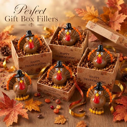 RoundFunny 50 Pcs Miniature Fall Resin Turkey Figurines Thanksgiving Decor | Mini Turkey to Hide and Seek, Fall Thanksgiving Little Statue for DIY Crafts Autumn Harvest Party Table Tiered Trays Decor - style: Turkey
