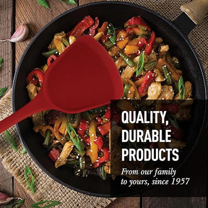 Helen's Asian Kitchen Silicone Wok Turner and Stir Fry Spatula, 13-Inches, Red - size: 13-Inch, Silicone WokTool