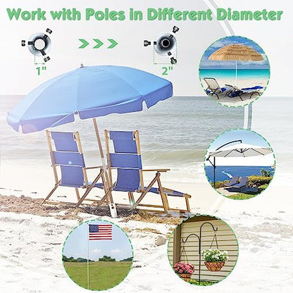 Beach Umbrella Sand Anchor,Heavy Duty Metal No Dig Beach Sand Ground Umbrella Anchor Stake,Windproof Strong Umbrella Screw Holder Stand for Umbrellas,Poles, Christmas Tree Stand Holder - color: White