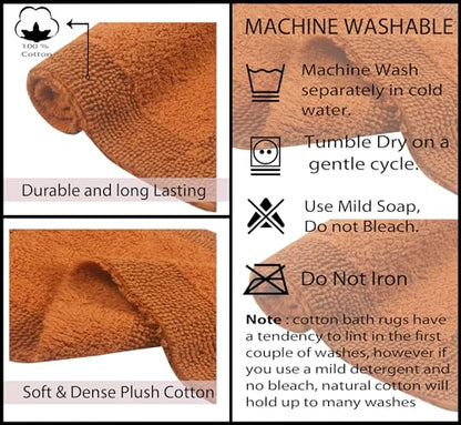 Home Weavers Luxury Collection 100% Cotton Reversible Bathroom Rugs Set, Washable Rug, Extra Soft and Absorbent Bath Rug, Kitchen Mat, 2 Piece Set(S+L), Terracotta - color: Terracotta, size: 2 Piece Set(S+L)