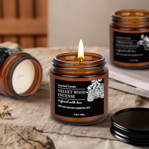 Candles for Men, 6 Pack Scented Candles for Home, Natural Aromatherapy Soy Candles Set, Long Burning Candles Gifts for Women Christmas Fathers Day, Husband, Him, Dad, Birthday - color: Black