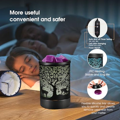 Enaroma Fragrance Wax Melts Warmer with 7 Colors LED Changing Light Scent Oil Candle Warmer for Home Office-Deer Timer - color: Deer Timer