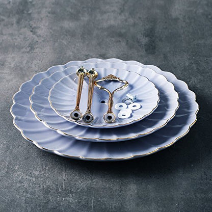 Sweejar 3 Tier Ceramic Cake Stand Wedding, Dessert Cupcake Stand for Tea Party Serving Platter (Purple) - color: Purple