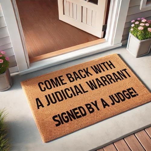 Funny Coir Doormat Welcome Front Porch Decor Doormats with Heavy-Duty Non Slip Outdoor Coconut Mat 30 x 18inch (Come Back with a Warrant) - color: Come Back With a Warrant