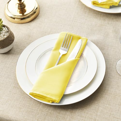 Cloth Napkins Set of 6, 18 x 18 Inch, Washable Yellow Dinner Napkins with Hemmed Edges for Restaurant, Wedding and Holiday - color: Yellow, size: 18" x 18" (Set of 6)