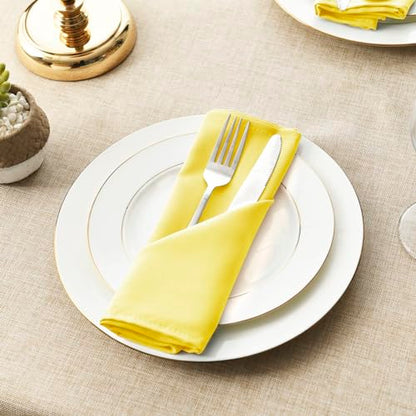 Cloth Napkins Set of 6, 18 x 18 Inch, Washable Yellow Dinner Napkins with Hemmed Edges for Restaurant, Wedding and Holiday - color: Yellow, size: 18" x 18" (Set of 6)
