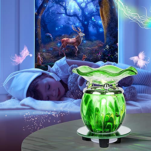 3 in 1 Electric Oil Warmer Scented Wax Warmer Wax Melt Warmer Melter Fragrance Wax Burner(LW-Green2) - color: Lw-green2