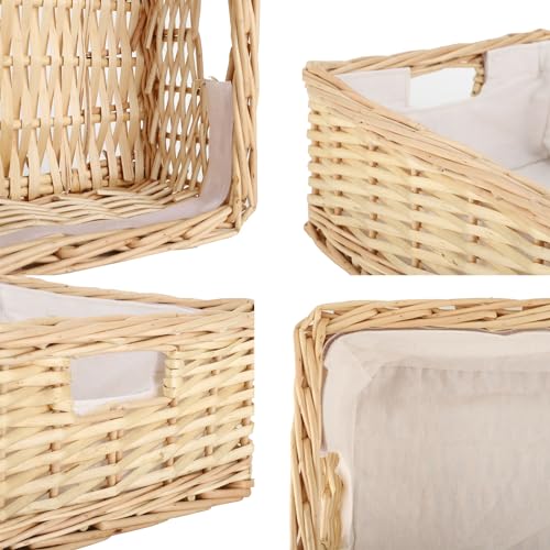 YAHUAN Rectangular Wicker Storage Basket Woven Rattan Basket with Handle, Baskets for Organizing, Bedroom,Living room,Pantry (Wicker with lining) - color: Wicker with lining