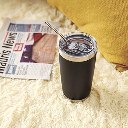 COMOOO 20oz Tumbler with Straw Stainless Steel Insulated Coffee Tumbler Cups Double Wall Vacuum Travel Coffee Mug with Splash Proof Sliding Lid for Hot Cold Drinks (Mix Color,4 Pack) - color: Mix Color