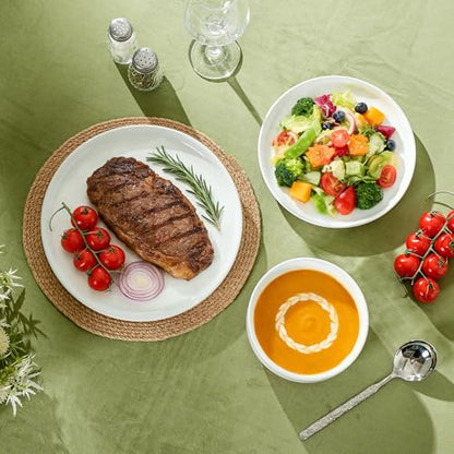 Ceramic Salad Plates Set, 8 Inch, Set of 4, Elegant White | Stoneware, Dishwasher & Microwave Safe, Small Dinner Plates, For Cake, Fruits, Waffle, Pasta, Salad - color: White, size: Salad Plates Set (4PCS)