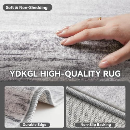 Hallway Kitchen Runner Rug Non-Slip Low Pile Washable Rug Grey 2x5 ft | Soft Entryr Mat Carpet TPR Backing , Thin Profile, Abstract Pattern for Bedroom, Bathroom, Entryway Long Runners, Easy Clean - color: Light Grey, size: 2' x 5'