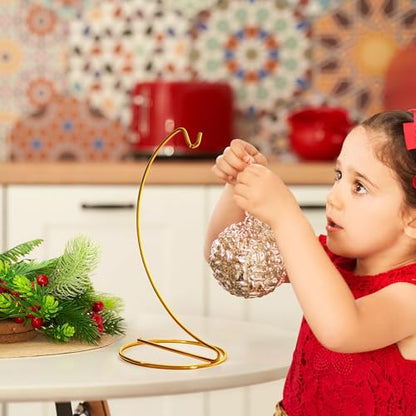3 Pack 9 Inch Gold Iron Ornament Stand Hanging Display Holder Decor | Gold Iron Ornament Hanging Stand Holder Hook Set of 3 for Glass Globe Air Plant Terrarium Table Home Wedding Decor