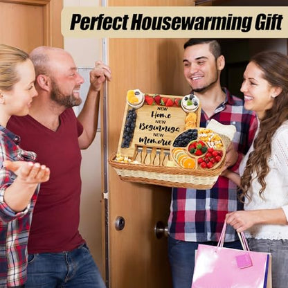 House Warming Gifts New Home Large Engraved Charcuterie Board Set with Utensils Fruit Tray Gifts Ideas for Homeowner Couple Neighbor Home Apartment Wedding Gift - style: Housewarming