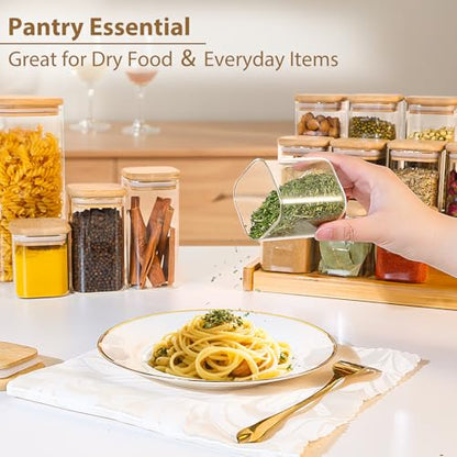 12 Pack 4 oz Square Glass Spice Jars with Lids and Labels – Airtight Small Seasoning Containers Set, Clear Glass Storage Jars for Seasoning, Spices, Kitchen Pantry Organization - color: Square/4oz/12pcs