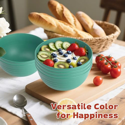 Cereal Bowls Set of 6, Wheat Straw Bowls Set 26oz Green Bowls | Unbreakable Alternative Plastic Bowls Reusable for Kitchen, Camping, RV, Microwave-able and Dishwasher Safe Bowls Sets - color: Green, size: 26oz