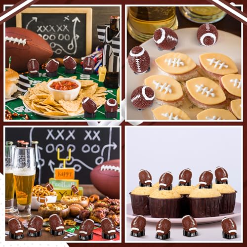 RoundFunny 50 Pcs Mini Football Figurine for Craft Resin Miniature Football | Small Fall Football Party Favors, Football Simulation Model for DIY Craft Birthday Gift Bag Stuffer Cake Topper Party Decor - style: Mini Football