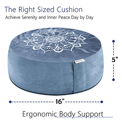 Hihealer Meditation Cushion, Traditional Tibetan Meditation Pillow Velvet Cover - Large Floor Cushion Seating for Adults - Yoga Buckwheat Bolster for Women、Moms - color: Blissful Pink & Aqua