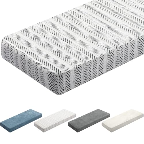 Leinuosen Bench Cushion 42x16x4 Inch for Indoor Furniture Weaving Texture Chenille Kitchen Bay Window Non Slip Seat Cushion Tufted Thicken Pad for Patio Porch, Mud Room Entryway (Black and White) - color: Black and White, size: 42x16 Inches