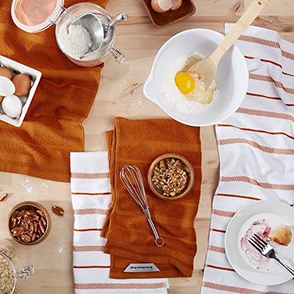 KitchenAid Albany Kitchen Towel 4-Pack Set, Honey Orange/White, 16"x26" - color: Honey, size: 16"x26"