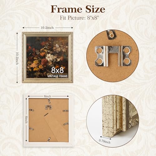 8x8 Distressed Champagne Silver Picture Frame with HD Tempered Glass, 8 x 8 Picture Frames for Living Room Bedroom Office Gallery Wall, 1 Pack - color: Distressed Champagne Silver, size: 8x8 - 1 Pack