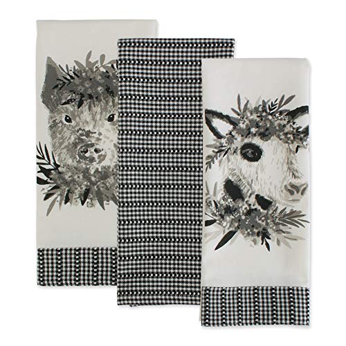 DII Home Sweet Farmhouse Kitchen Collection, Dishtowel Set, 18x28, Farm Animals, 3 Count - color: Farm Animals, size: Dishtowel Set, 18x28"