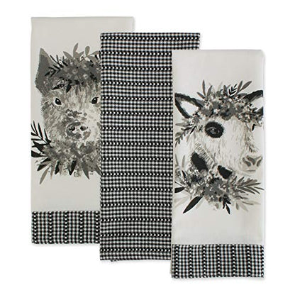 DII Home Sweet Farmhouse Kitchen Collection, Dishtowel Set, 18x28, Farm Animals, 3 Count - color: Farm Animals, size: Dishtowel Set, 18x28"