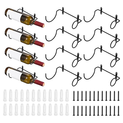 uxcell Spiral Wine Wall Holder 12 Pcs, Metal Wine Bottle Display Holder, Wine Bottles Display Wall Storage Shelf -for Home Kitchen Bar Wall Decor Black Right - style: Right Style