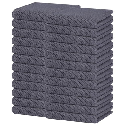 Homaxy 100% Cotton Waffle Weave Kitchen Dish Towels 24-Pack, Dark Grey | 13 x 28 Inches, Ultra Soft Absorbent Dish Towels, Quick Drying Cleaning Towels - color: Dark Grey, size: 13 X 28 - 24 Pack