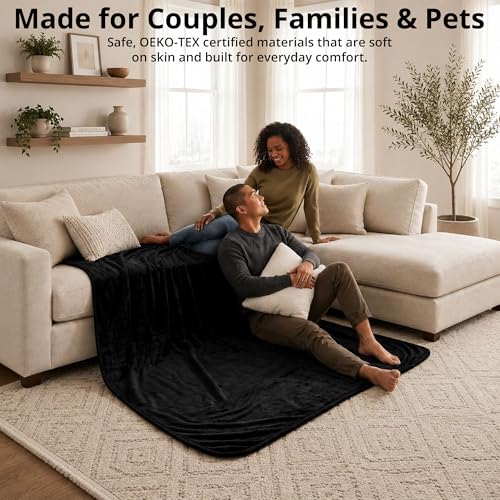 Waterproof Blanket for Bed, 60" x 80" Waterproof Throw Blanket, Leakproof Bed Protector, Absorbent, Spill Proof, Stain Resistant, Reversible Sherpa & Micro Velvet, Machine Washable - color: Black
