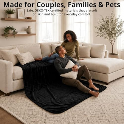 Waterproof Blanket for Bed, 60" x 80" Waterproof Throw Blanket, Leakproof Bed Protector, Absorbent, Spill Proof, Stain Resistant, Reversible Sherpa & Micro Velvet, Machine Washable - color: Black